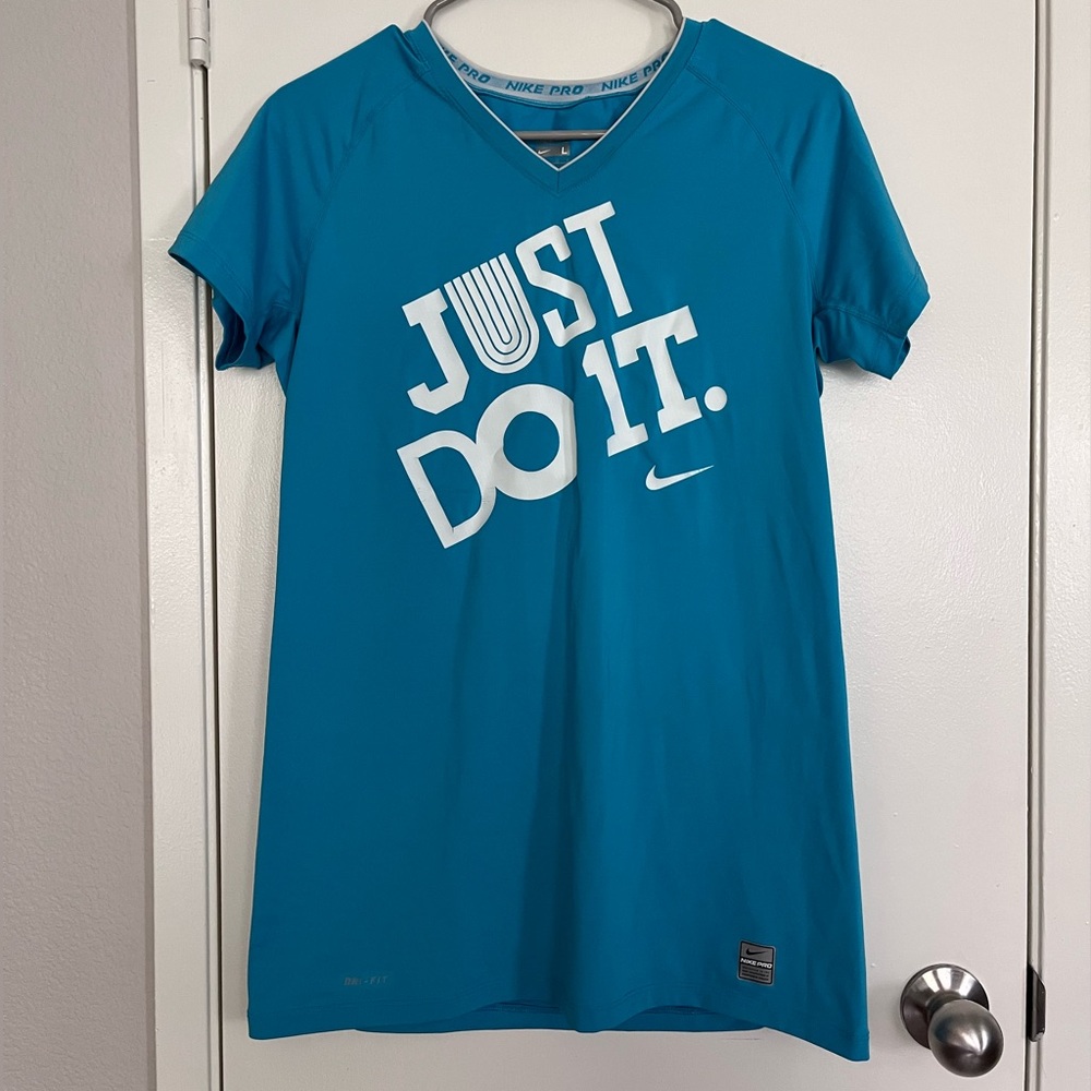Nike PRO Women's Teal Just Do It Tee